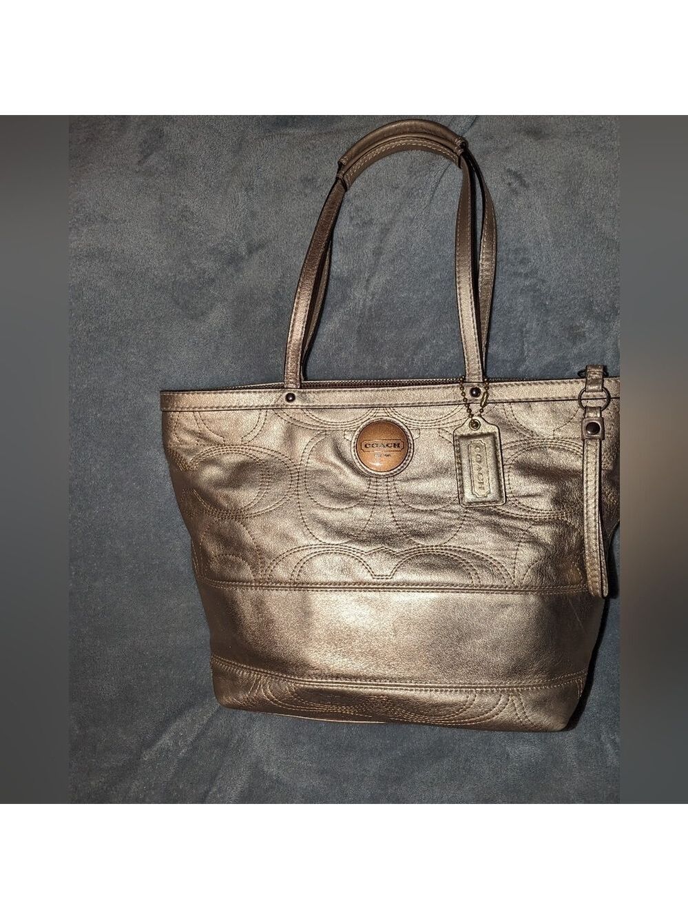 Coach Metallic Bronze Leather Shoulder Bag